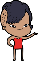 cute cartoon girl with hipster haircut png