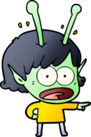 cartoon shocked alien girl png