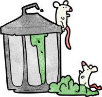 cartoon old metal garbage can with mice png