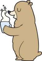 urso de desenho animado com bebida quente png