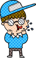 niño de dibujos animados con gafas y gorra png