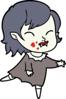 cartoon vampire girl with blood on cheek png