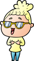 cartoon happy woman wearing spectacles png