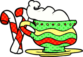 cartoon christmas cocoa with candy canes png