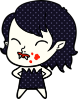cartone animato vampiro ragazza con sangue su guancia png