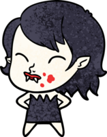 cartoon vampire girl with blood on cheek png