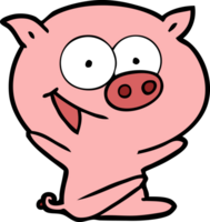 cheerful sitting pig cartoon png