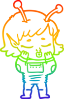arcobaleno pendenza linea disegno di un' cartone animato alieno ragazza png