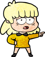 cartoon tired woman pointing png