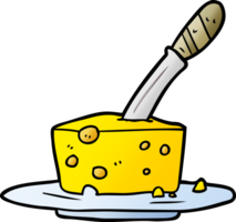 cuchillo de dibujos animados en bloque de queso png