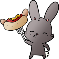 curious bunny cartoon with hotdog png