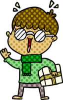 cartoon boy with parcel waving png