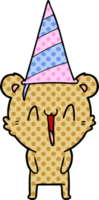 happy bear in party hat cartoon png