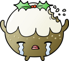 cartoon christmas pudding crying png