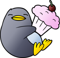 Cartoon-Pinguin mit Cupcake png