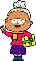 anciana feliz de dibujos animados png