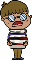 cartoon boy with books wearing spectacles png