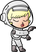 cartoon pretty astronaut girl pointing png