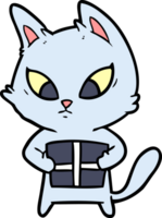 confused cartoon cat with gift png