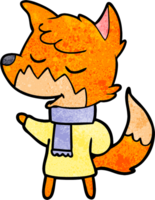 friendly cartoon fox in winter clothes png