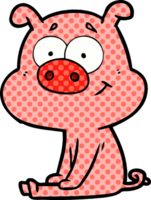 Lycklig tecknad serie gris Sammanträde png