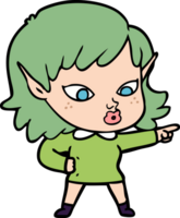 linda garota elfa de desenho animado png