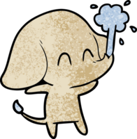 éléphant de dessin animé mignon jaillissant de l'eau png