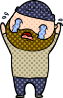 cartoon bearded man crying png