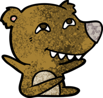 urso de desenho animado mostrando os dentes png