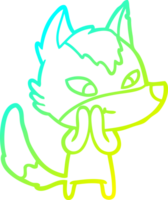 cold gradient line drawing of a friendly cartoon wolf png