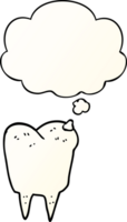 cartoon tooth with thought bubble in smooth gradient style png