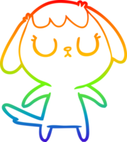 rainbow gradient line drawing of a cute cartoon dog png