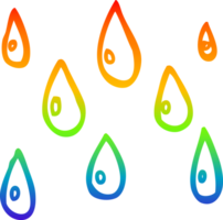 rainbow gradient line drawing of a cartoon raindrops png