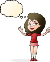 cartoon woman with idea with thought bubble png