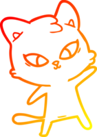 warm gradient line drawing of a cute cartoon cat png