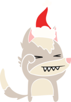 moe wolf hand- getrokken vlak kleur illustratie van een vervelend de kerstman hoed png