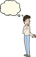 cartoon worried man with thought bubble png