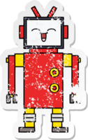 adesivo angustiado de um robô de desenho animado fofo png
