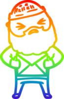 rainbow gradient line drawing of a cartoon man with beard png