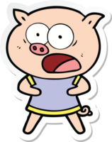 sticker of a cartoon pig shouting png