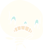 hand- getrokken tekenfilm van spookachtig kawaii skelet png