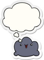 cartoon cloud with thought bubble as a printed sticker png