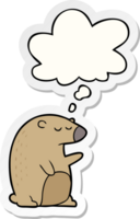 cartoon bear with thought bubble as a printed sticker png