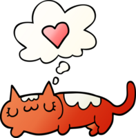 cartoon cat with thought bubble in smooth gradient style png