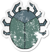 distressed sticker of a giant bug cartoon png