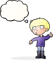 cartoon boy asking question with thought bubble png