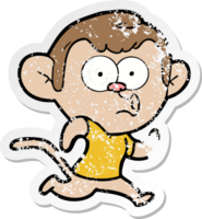 distressed sticker of a cartoon hooting monkey png