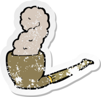 retro distressed sticker of a cartoon pipe png