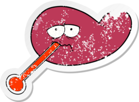 pegatina angustiada de una caricatura de vesícula biliar enferma png