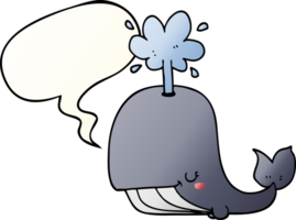 tekenfilm walvis met toespraak bubbel in glad helling stijl png